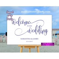 Navy Welcome Sign,Navy blue Wedding Welcome sign,(67w)